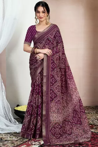 Bandhani zari pure chiffon bandhani saree