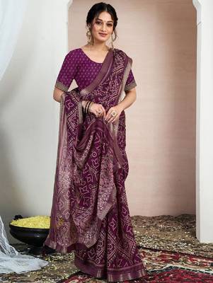 Bandhani zari pure chiffon bandhani saree 2