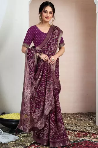 Bandhani zari pure chiffon bandhani saree