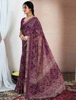 Bandhani zari pure chiffon bandhani saree 3