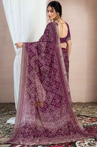 Bandhani zari pure chiffon bandhani saree