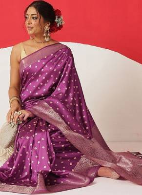 Bandhani zari art silk fusion bandhani saree 2