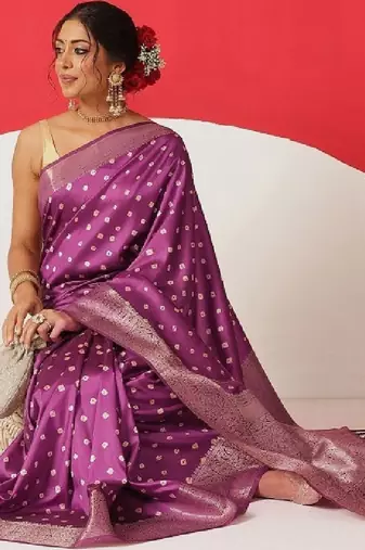 Bandhani zari art silk fusion bandhani saree