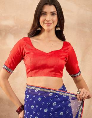Floral sequinned poly georgette bandhani saree 4