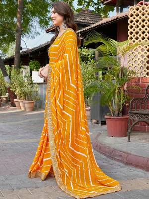 Leheriya embroidered poly georgette leheriya saree 2
