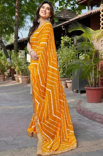 Leheriya embroidered poly georgette leheriya saree