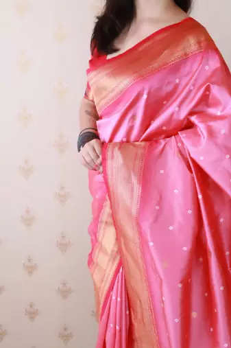 Woven design zari silk blend bandhani saree