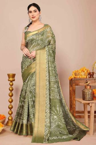 Bandhani zari silk blend bandhani saree