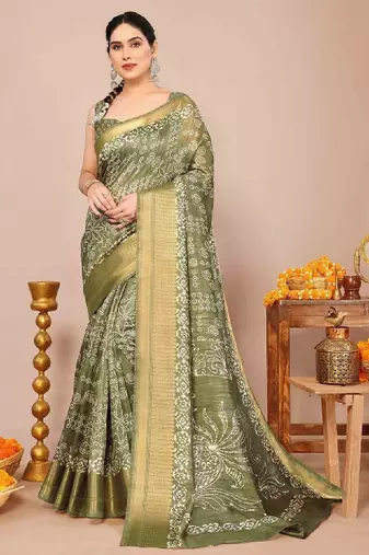 Bandhani zari silk blend bandhani saree