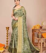 Bandhani zari silk blend bandhani saree