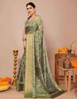 Bandhani zari silk blend bandhani saree 2