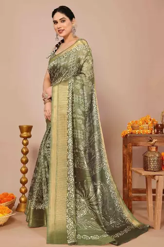 Bandhani zari silk blend bandhani saree