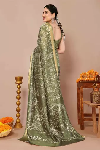Bandhani zari silk blend bandhani saree