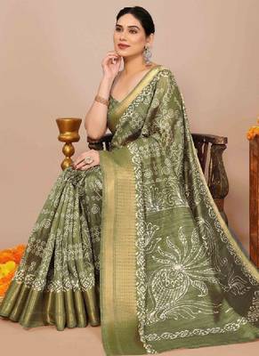 Bandhani zari silk blend bandhani saree 4