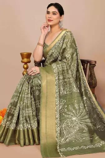 Bandhani zari silk blend bandhani saree