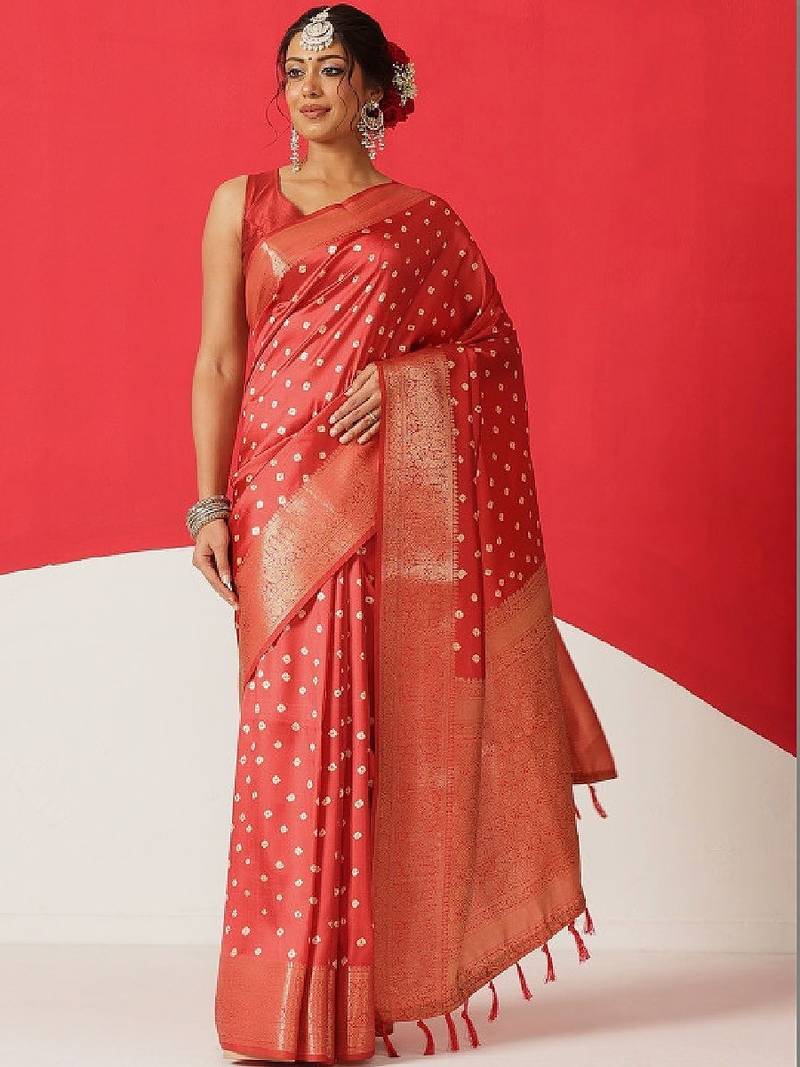 Bandhani zari art silk fusion bandhani saree