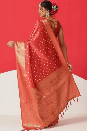 Bandhani zari art silk fusion bandhani saree