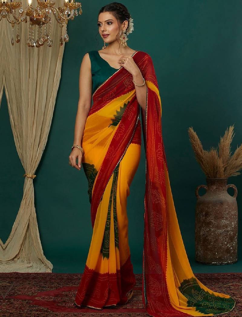 Bandhani pure georgette bandhani saree