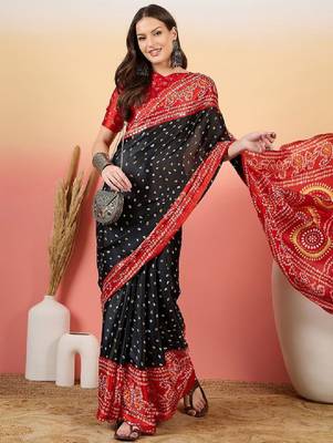 Bandhani saree with blouse 4