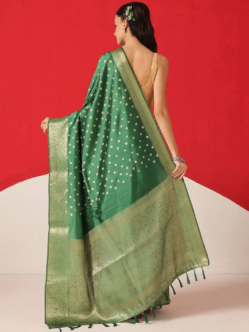 Bandhani zari art silk fusion bandhani saree