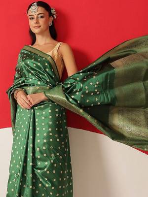 Bandhani zari art silk fusion bandhani saree 3