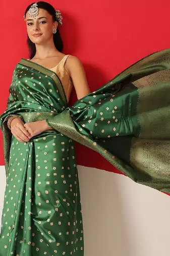 Bandhani zari art silk fusion bandhani saree