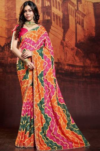 Bandhani pure crepe bandhani saree