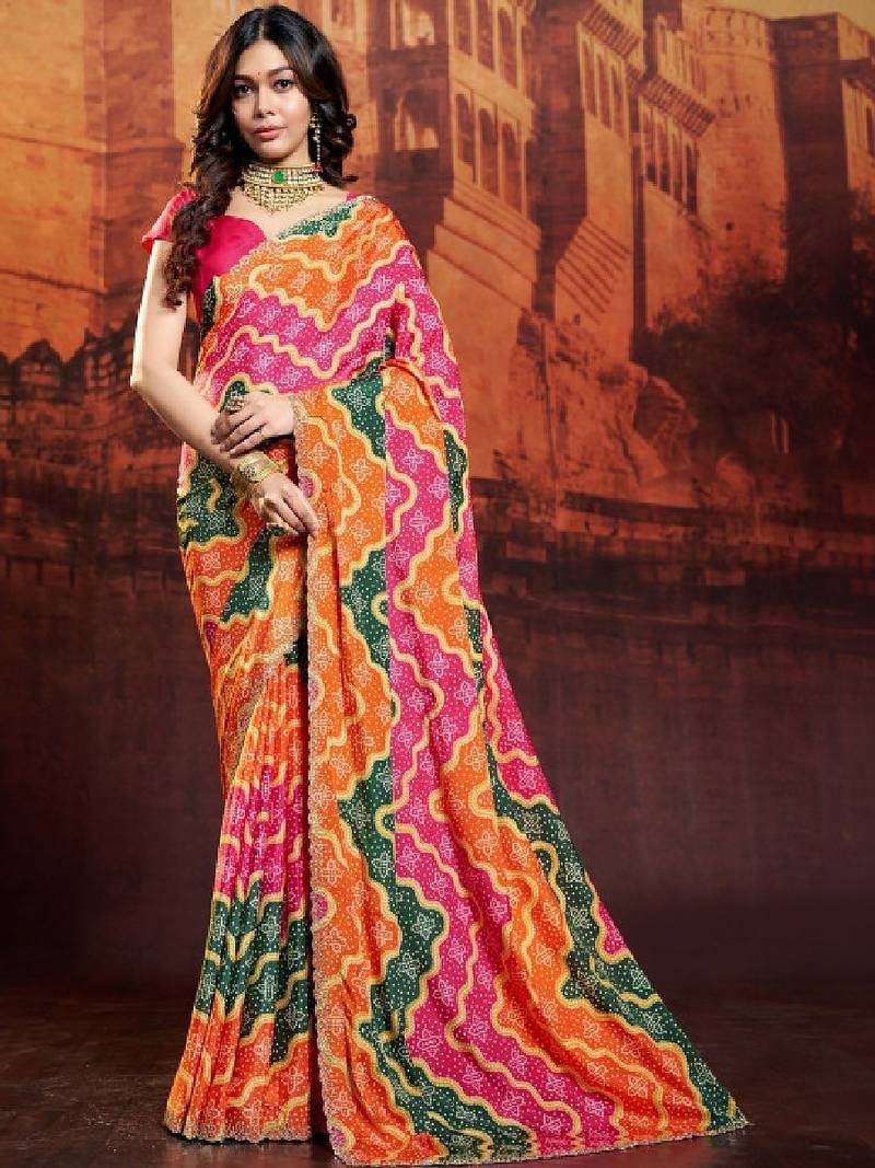 Bandhani pure crepe bandhani saree