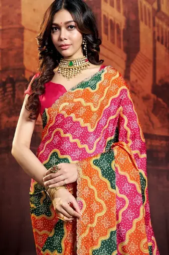 Bandhani pure crepe bandhani saree