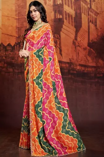 Bandhani pure crepe bandhani saree