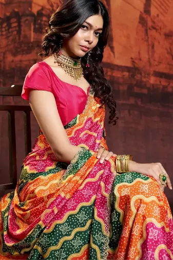 Bandhani pure crepe bandhani saree