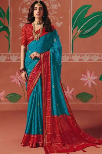 Bandhani zari poly georgette bandhani saree
