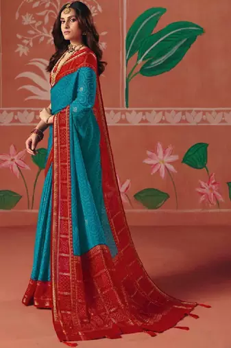 Bandhani zari poly georgette bandhani saree