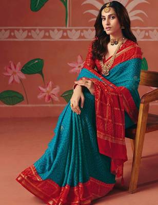 Bandhani zari poly georgette bandhani saree 4