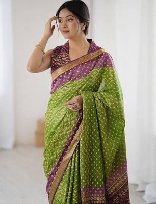Bandhani zari pure cotton bandhani saree 1