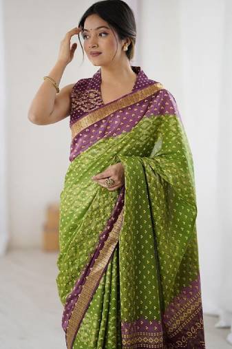Bandhani zari pure cotton bandhani saree