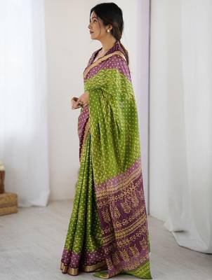 Bandhani zari pure cotton bandhani saree 2