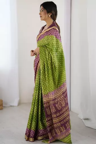 Bandhani zari pure cotton bandhani saree