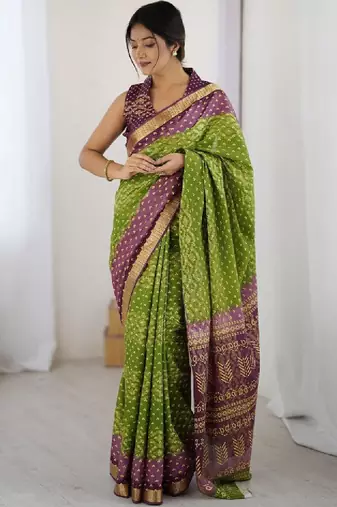 Bandhani zari pure cotton bandhani saree