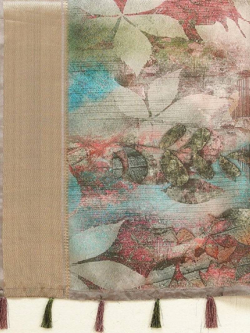 Ethnic motifs print zari bandhani saree