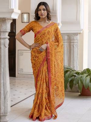 Women bandhani printed bandhani saree 1