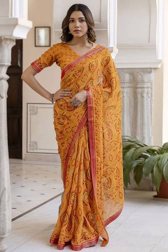 Women bandhani printed bandhani saree