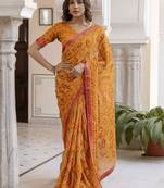 Women bandhani printed bandhani saree