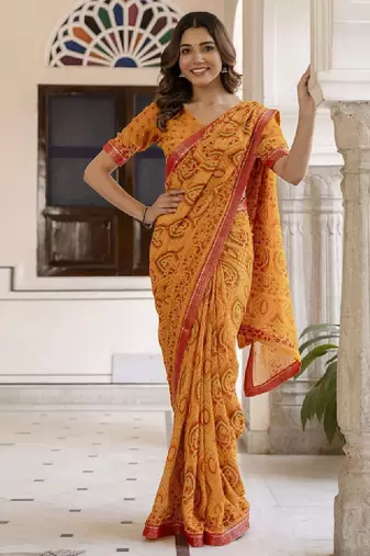 Women bandhani printed bandhani saree
