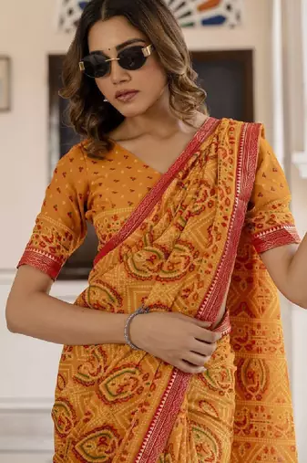 Women bandhani printed bandhani saree