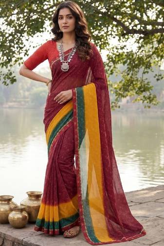 Bandhani pure georgette bandhani saree