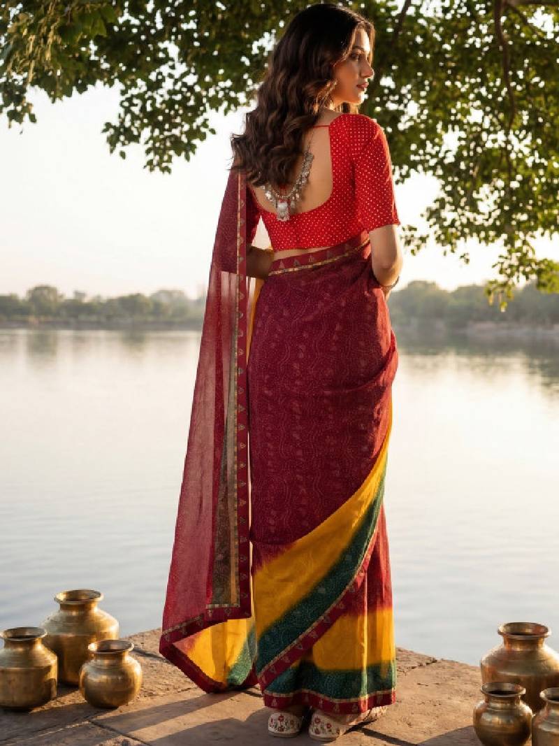 Bandhani pure georgette bandhani saree