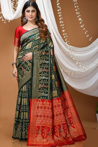 Bandhani silk blend fusion bandhani saree