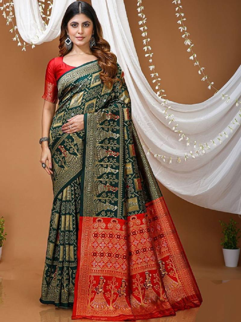 Bandhani silk blend fusion bandhani saree