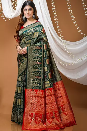 Bandhani silk blend fusion bandhani saree